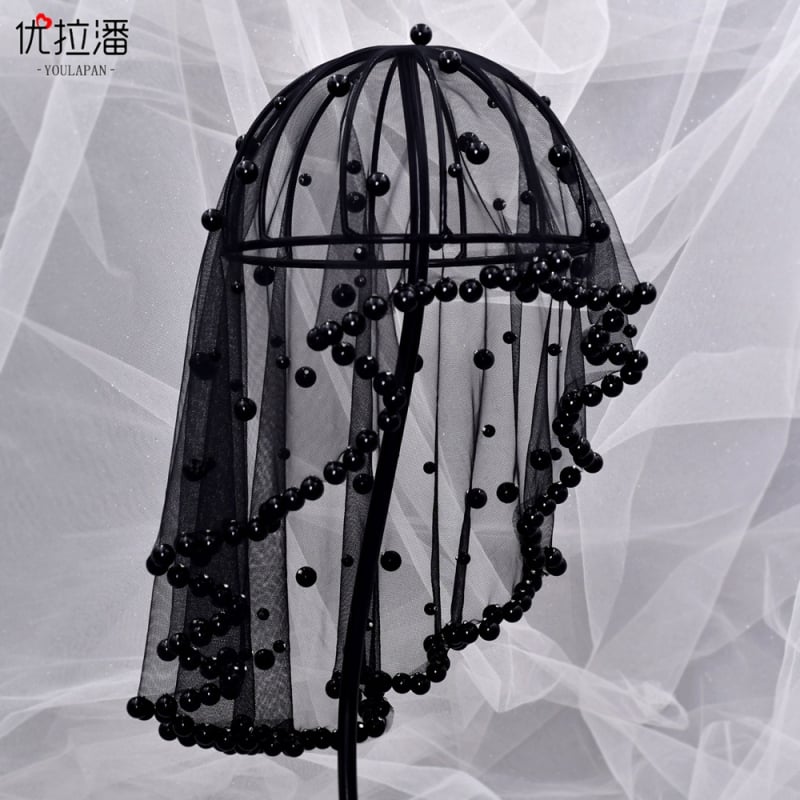 Youlapan Va10 Елегантна ретро прическа Перлен воал Сватбен бал Вечеря Рецепция Най-лесният за съвпадение Аксесоари за покриване на лице