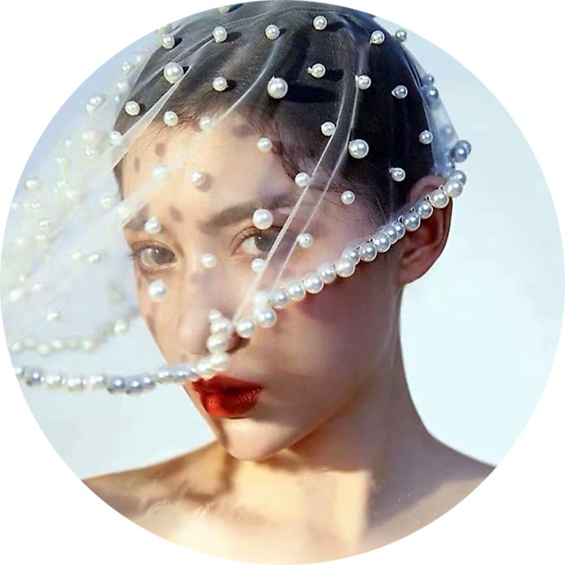 Youlapan Va10 Елегантна ретро прическа Перлен воал Сватбен бал Вечеря Рецепция Най-лесният за съвпадение Аксесоари за покриване на лице