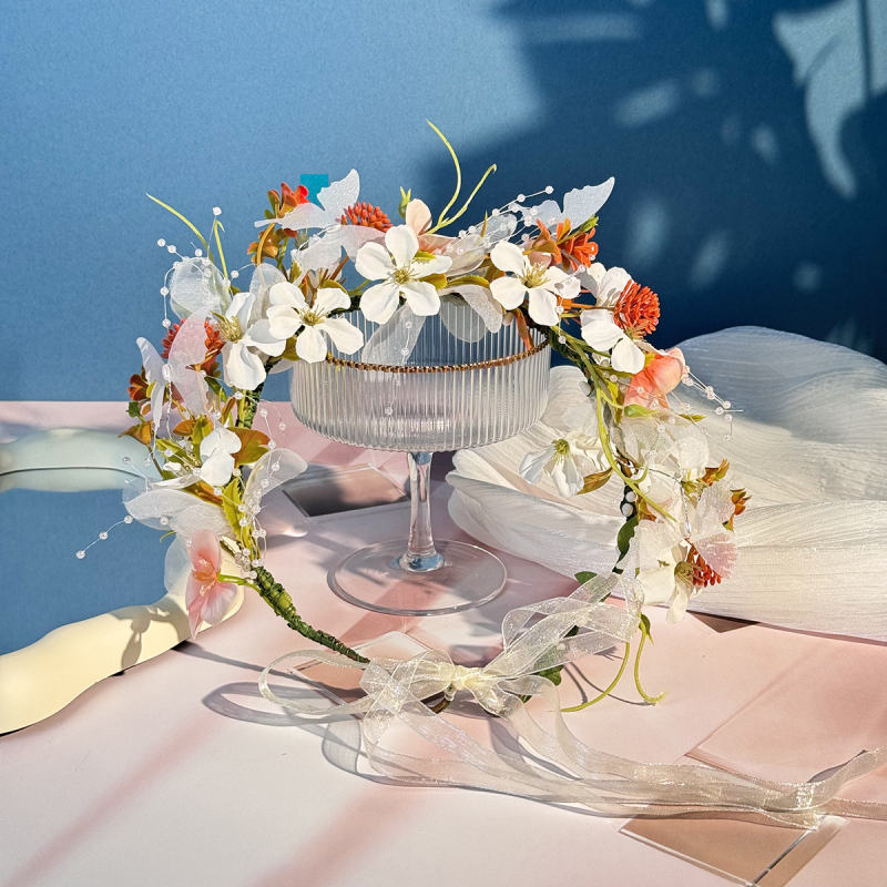 Нова цветна лента за глава, трансгранична, изкуствена цветна булчинска прическа, горска принцеса, фото цветна корона, аксесоари за пътуване и ваканция