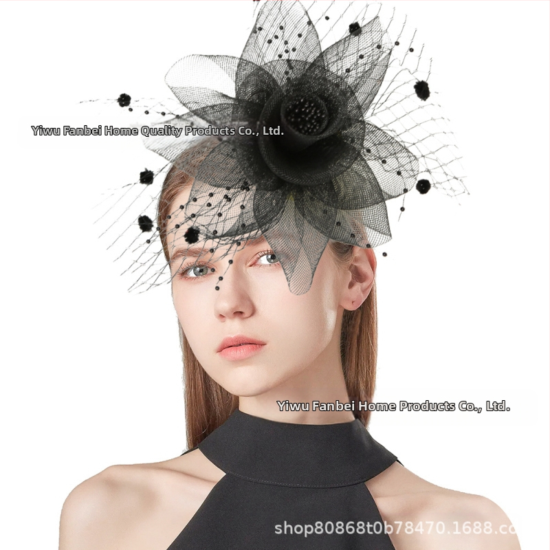 Трансгранични Amazon Explosions Дамски мрежести марлени европейски и американски нови козметични шапки за конни надбягвания Фестивал Декоративна глава с цвете Ретро воал Топпер