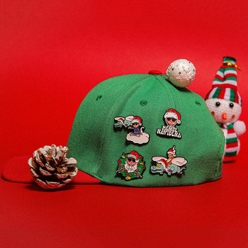 Χαρακτήρας κινουμένων σχεδίων Χριστουγεννιάτικος περιφερειακός δείκτης γκολφ, καπέλο διακόσμησης, κλιπ καπέλου, χρώμα