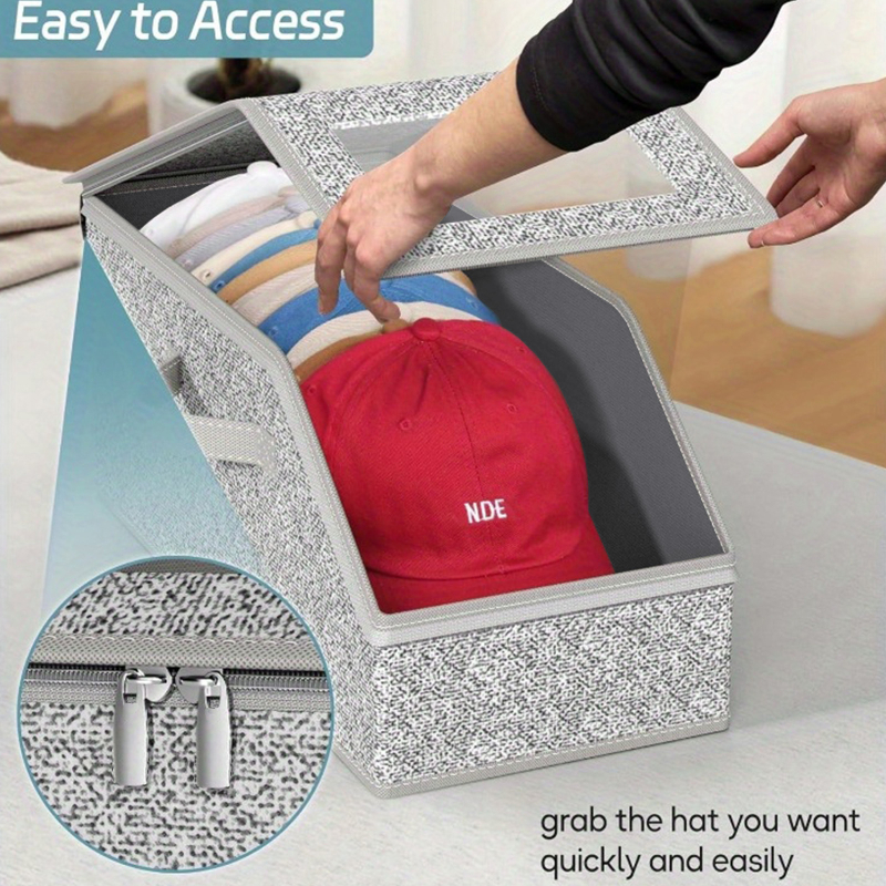 Сгъваема кутия за съхранение на бейзболни шапки с голям капацитет, многофункционална, прахоустойчива, за съхранение в домашен гардероб