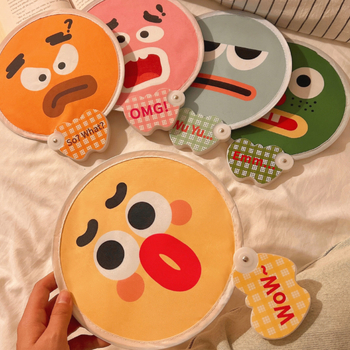 Koomiksist kahepoolne väljendusventilaator, suvine kokkupandav väike ventilaator, armas käeshoitav väike ventilaator, väike ümmargune ventilaator lastele ja õpilastele