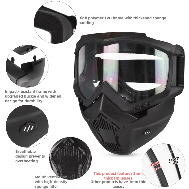 „Zlang“ taktinė kaukė, lauko jojimo, slidinėjimo akiniai, kaukės lęšis, 3 mm lauko CS apsaugos įranga