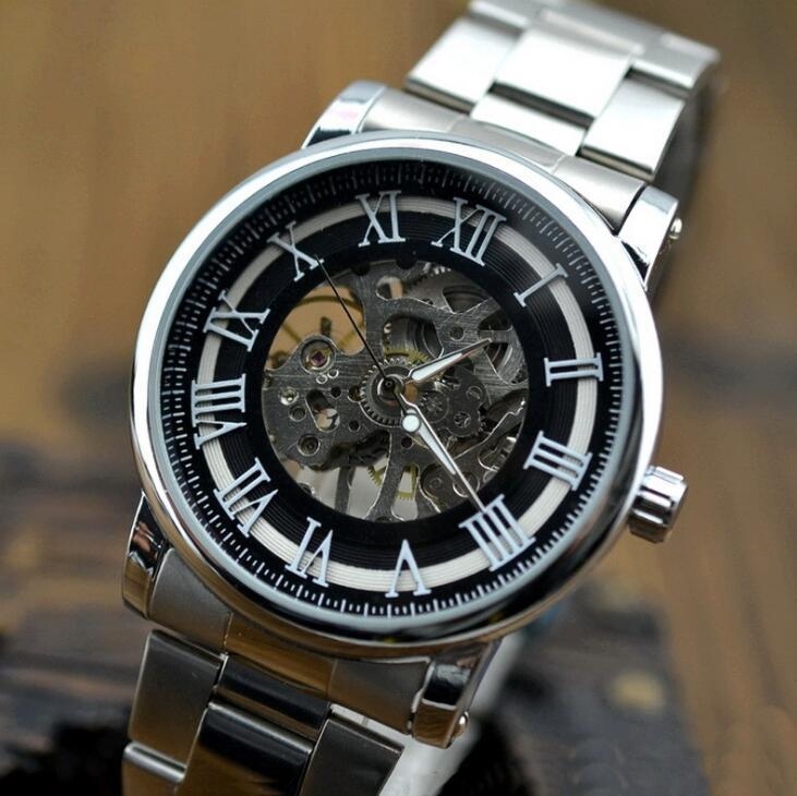 WINNER 142 romiešu mēroga dobs, vienkārša ciparnīcas manuāls mehāniskais pulkstenis studentu pulkstenis