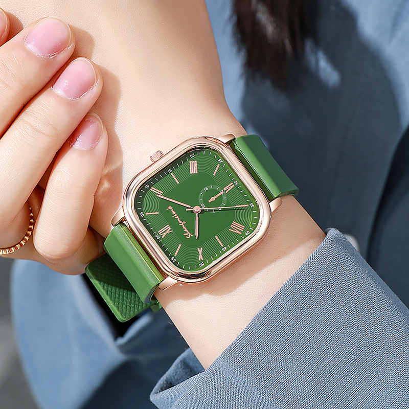 Трансграничен античен розово златен квадратен римски мащаб силиконова каишка дамски кварцов часовник директно от фабриката на едро