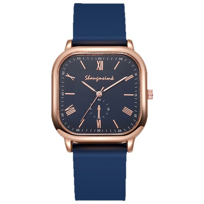 Трансграничен античен розово златен квадратен римски мащаб силиконова каишка дамски кварцов часовник директно от фабриката на едро