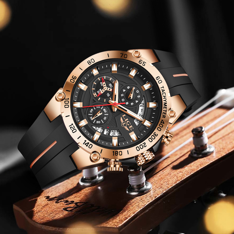 Трансграничен моден спортен часовник, мъжки студентски многофункционален хронограф с календар, водоустойчив светещ кварцов ръчен часовник