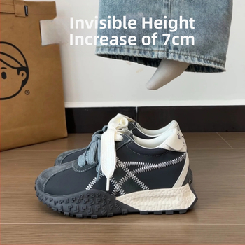 Mažo dydžio 3233 baleto treniruočių bateliai moterims, padidinto vidinio aukščio, „Forrest Gump“ bateliai, maži, storapadžiai, kvėpuojantys, laisvalaikio sportiniai bateliai moterims.