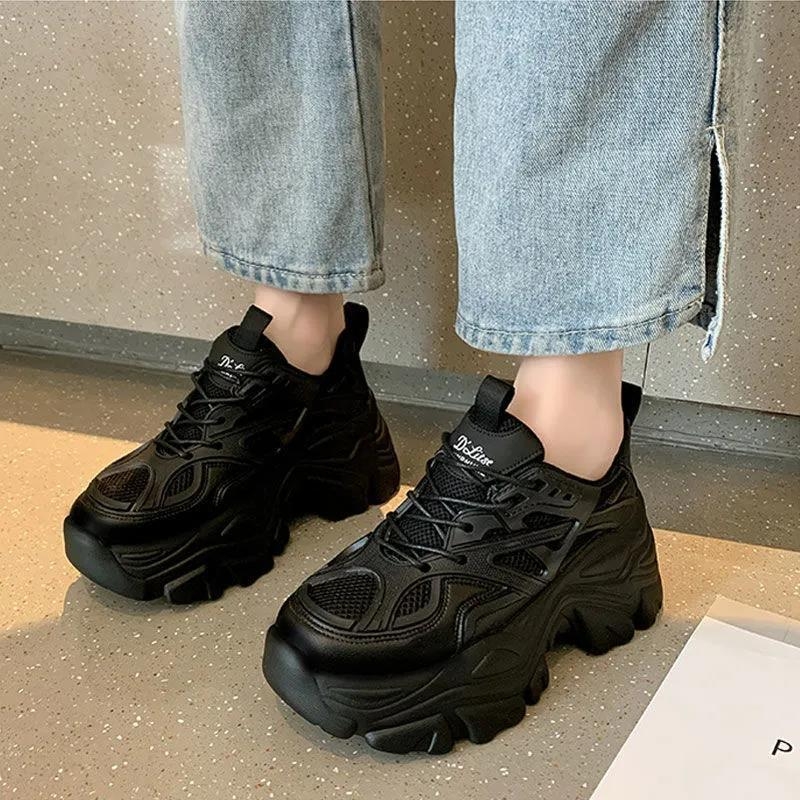 Дамски обувки Torre Shoes, нови за 2024 г., ежедневни, универсални, на платформа, с дебела подметка, увеличена височина, дишащи, от мрежа