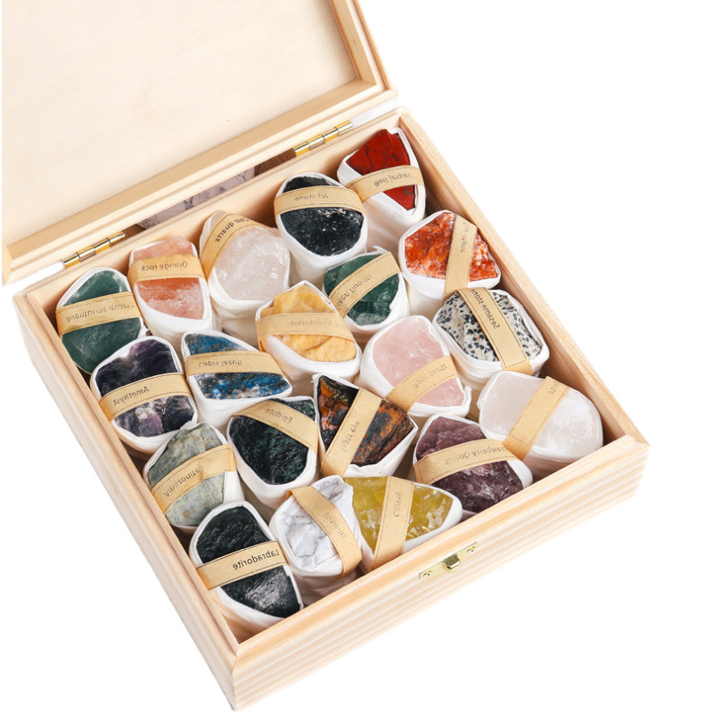 Natūralaus krištolo neapdoroto akmens rūdos pavyzdžių dėžutė vaikams, dovana populiariajam mokslui, mokymui krištolo mineralinio krištolo kostiumo papuošalai