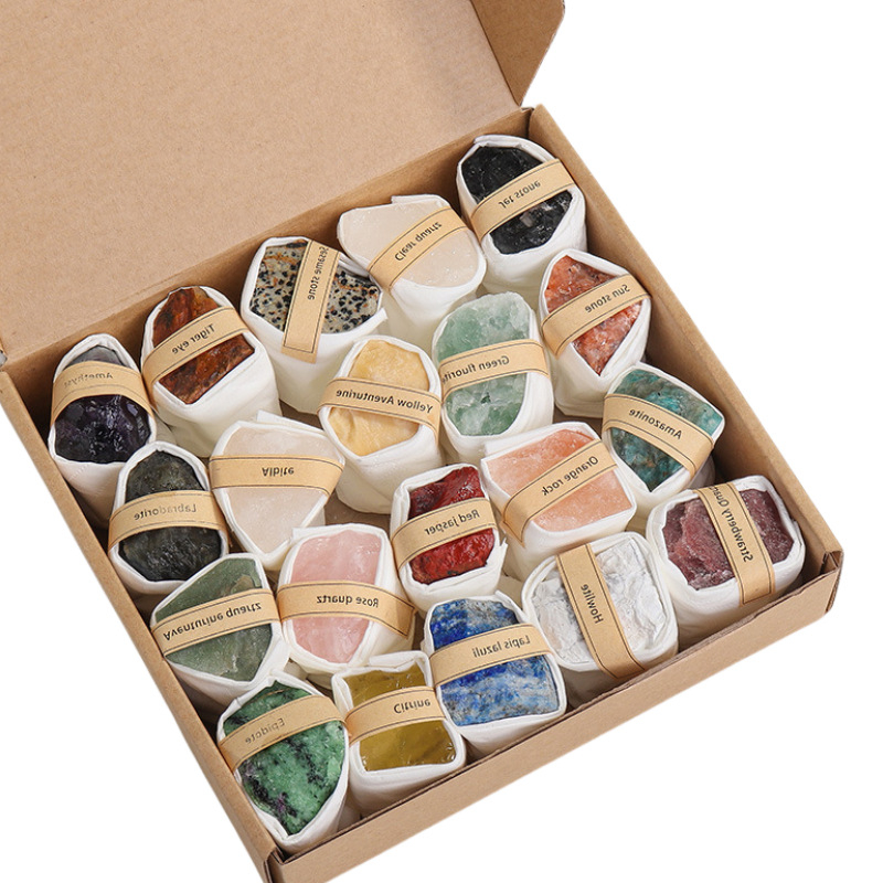 Natūralaus krištolo neapdoroto akmens rūdos pavyzdžių dėžutė vaikams, dovana populiariajam mokslui, mokymui krištolo mineralinio krištolo kostiumo papuošalai