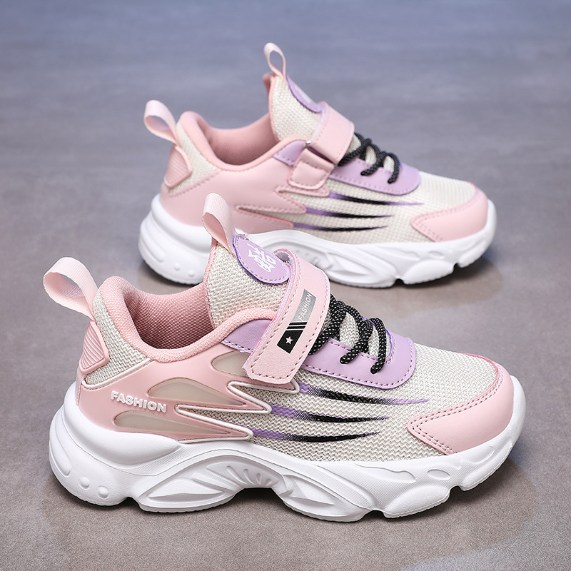 Детски обувки 2025 Нови мрежести дишащи велкро момчета и момичета средни и големи детски туристически обувки леки маратонки за ученици от началното училище