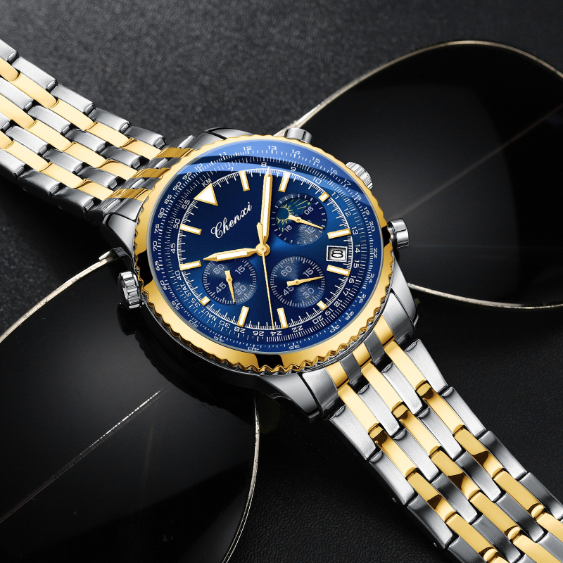Мъжки часовник Chenxi, моден многофункционален часовник, мъжки кварцов часовник, светещ водоустойчив, производител на едро през граница