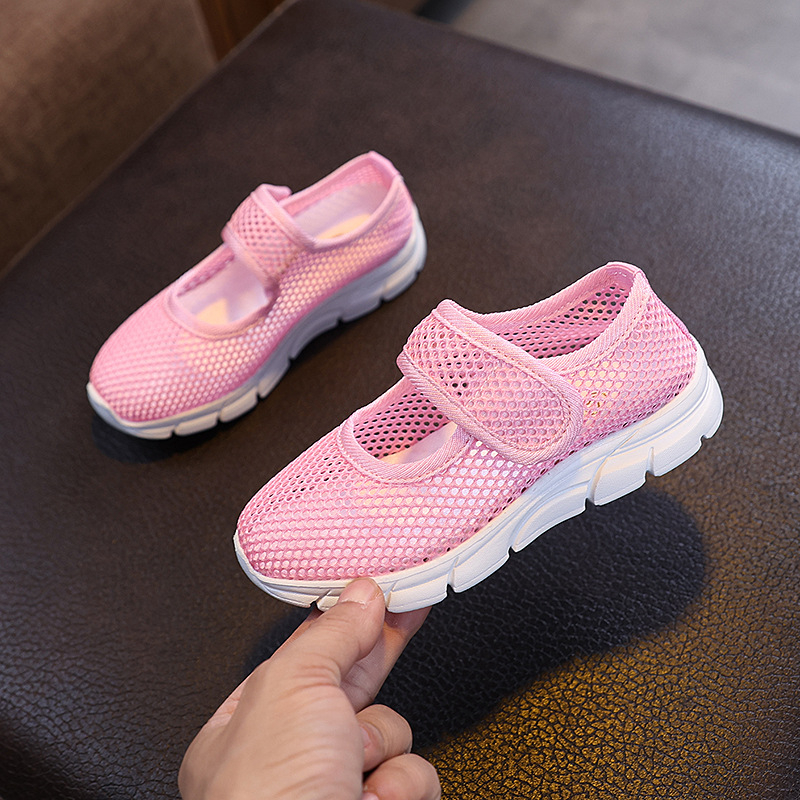 Пролетни и летни детски обувки за средни и големи деца, кухи, дишащи, в цвят бонбони, еднослойни обувки за момичета, момчета и ученици, пътни обувки, леки, бързосъхнещи мрежести обувки
