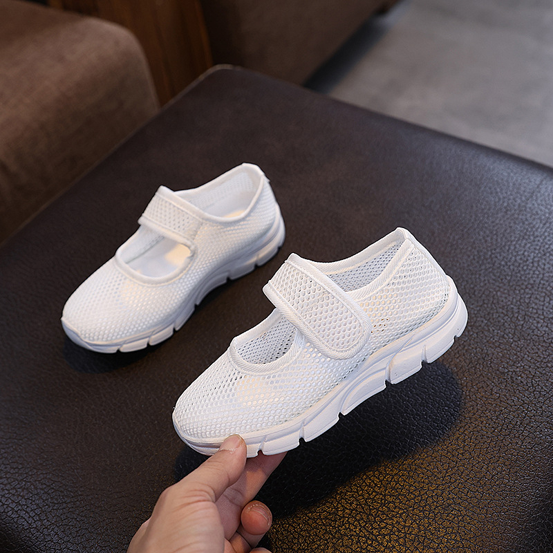 Пролетни и летни детски обувки за средни и големи деца, кухи, дишащи, в цвят бонбони, еднослойни обувки за момичета, момчета и ученици, пътни обувки, леки, бързосъхнещи мрежести обувки