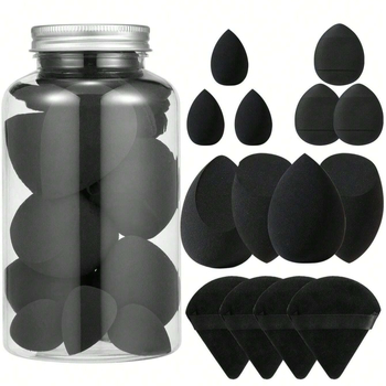 Tarpvalstybinis populiarus plaustavimo buteliuose parduodamas S14 pudros kempinėlių rinkinys, grožio kiaušinis, nykščio kempinėlė, medvilninė pudros kempinėlė, mini pudra