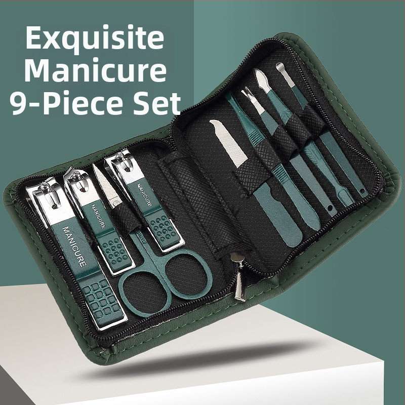 Sada klieští na nechty so zipsom, 9-dielna sada, čierne klieštiky na nechty, kozmetické nástroje, darčeková sada veľkoobchod