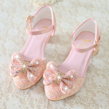 Ledo šalies mergaitėms skirti aukštakulniai, mėlyni pavasario ir vasaros sandalai, vaikiški princesės stiliaus bateliai, Aisha krištolo bateliai