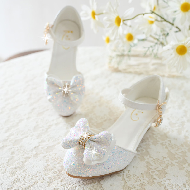 Ledo šalies mergaitėms skirti aukštakulniai, mėlyni pavasario ir vasaros sandalai, vaikiški princesės stiliaus bateliai, Aisha krištolo bateliai