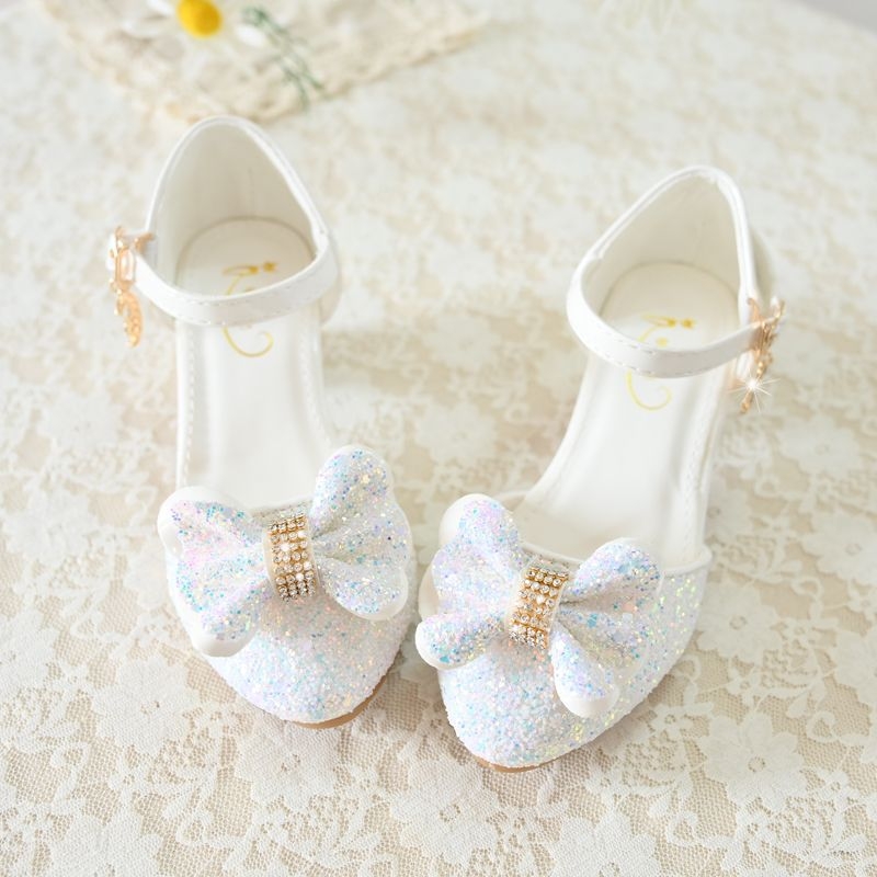 Ledo šalies mergaitėms skirti aukštakulniai, mėlyni pavasario ir vasaros sandalai, vaikiški princesės stiliaus bateliai, Aisha krištolo bateliai