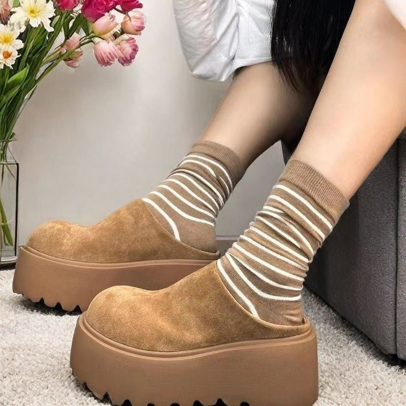 Pantofi cu talpă groasă Baotou Bonken pentru femei 2024 toamna nouă la modă, îmbrăcăminte exterioară, papuci cu jumătate de pantofi Ins Cyber populari retro Thong tort cu un singur strat
