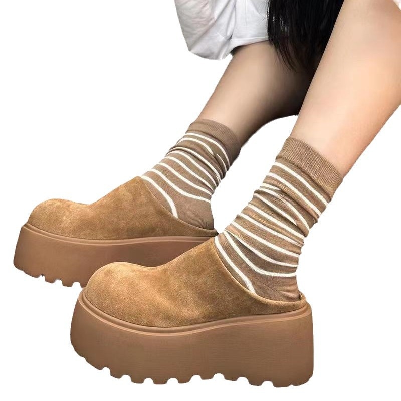 Γυναικεία παπούτσια Baotou Bonken με χοντρή σόλα, φθινοπωρινά νέα μόδα, παντόφλες εξωτερικού χώρου, Cyber, δημοφιλή ρετρό σλόγκαν, μονόστρωτα παπούτσια