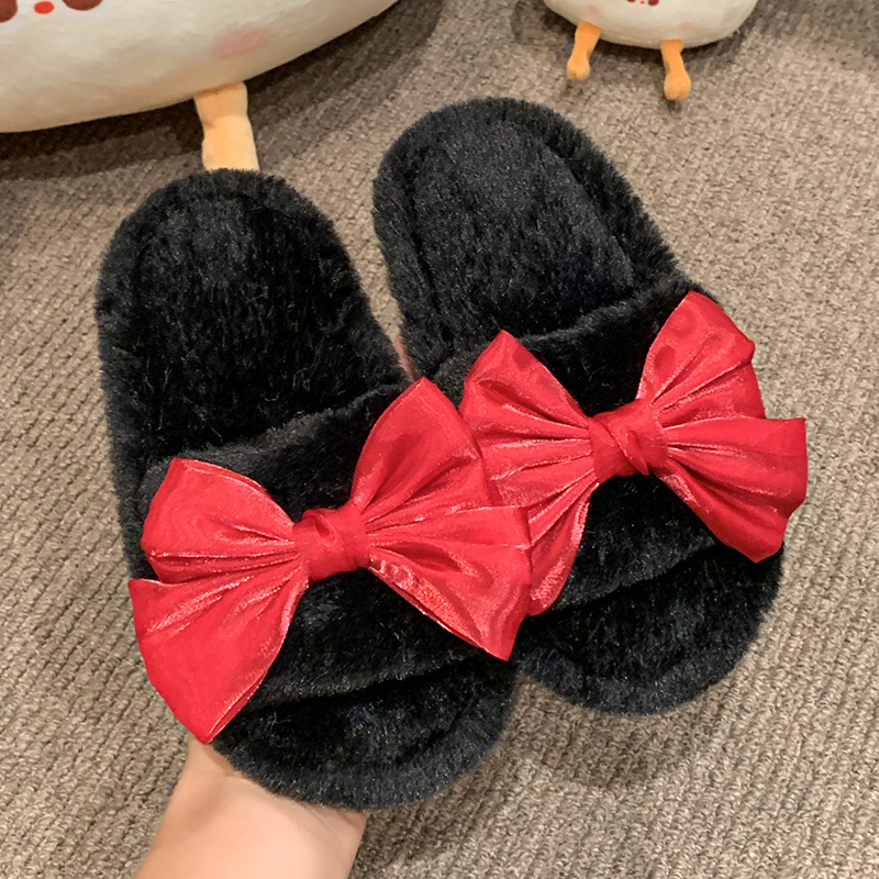 Vaikiškos pūkuotos šlepetės su lanku, mergaitėms, namų apyvokos reikmenys, elegantiškos „Chanel“ stiliaus, plokščios, pliušinės, viršutinio dėvėjimo šlepetės