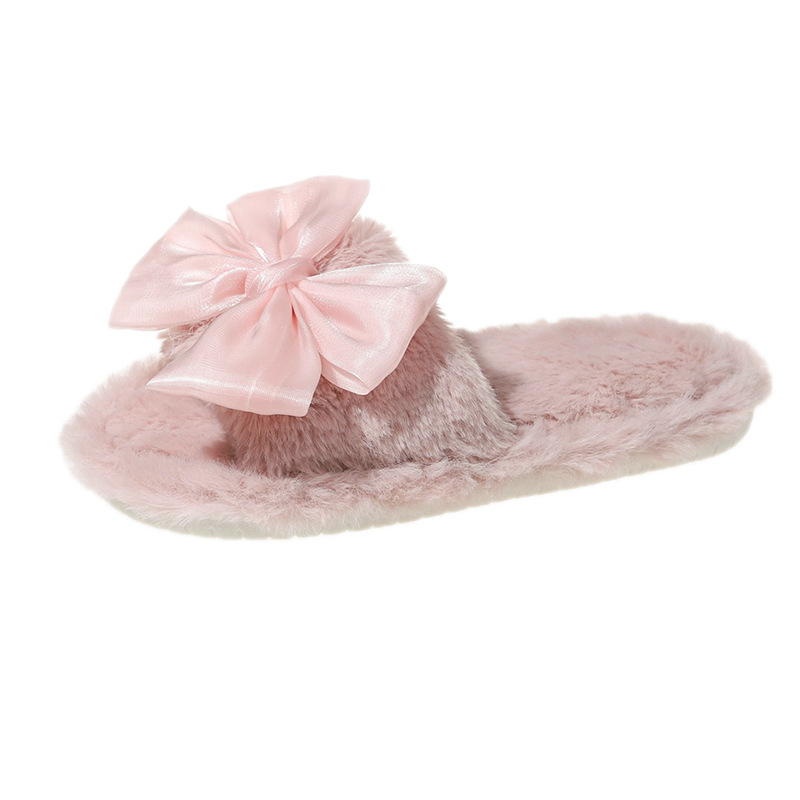 Vaikiškos pūkuotos šlepetės su lanku, mergaitėms, namų apyvokos reikmenys, elegantiškos „Chanel“ stiliaus, plokščios, pliušinės, viršutinio dėvėjimo šlepetės