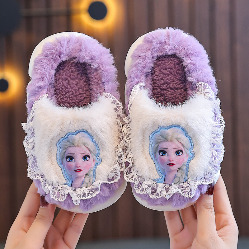 Frozen Winter laste puuvillased sussid tüdrukutele, soojad fliisvoodriga Aisha Princess Home Home soojad tüdrukute puuvillased kingad