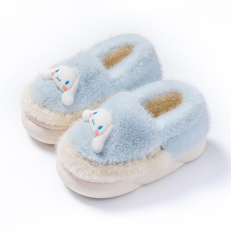 Laste puuvillased sussid, ehtsad Sanrio meeste ja naiste talvised pehmed lapsevanema-lapse multifilmi sise-kodu libisemiskindlad soojad puuvillased kingad