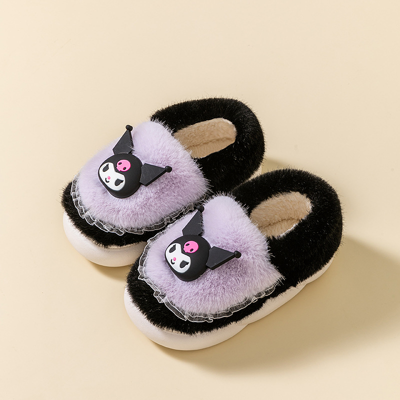 Laste puuvillased sussid, ehtsad Sanrio meeste ja naiste talvised pehmed lapsevanema-lapse multifilmi sise-kodu libisemiskindlad soojad puuvillased kingad