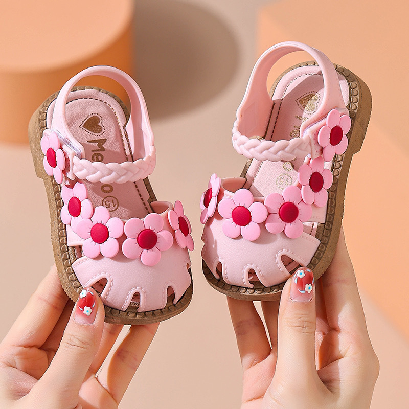 Beebi sandaalid tüdrukutele printsess astmelised kingad libisemiskindlad pehme tallaga õppivad suvised uued beebikingad Baotou lastejalatsid mugavad