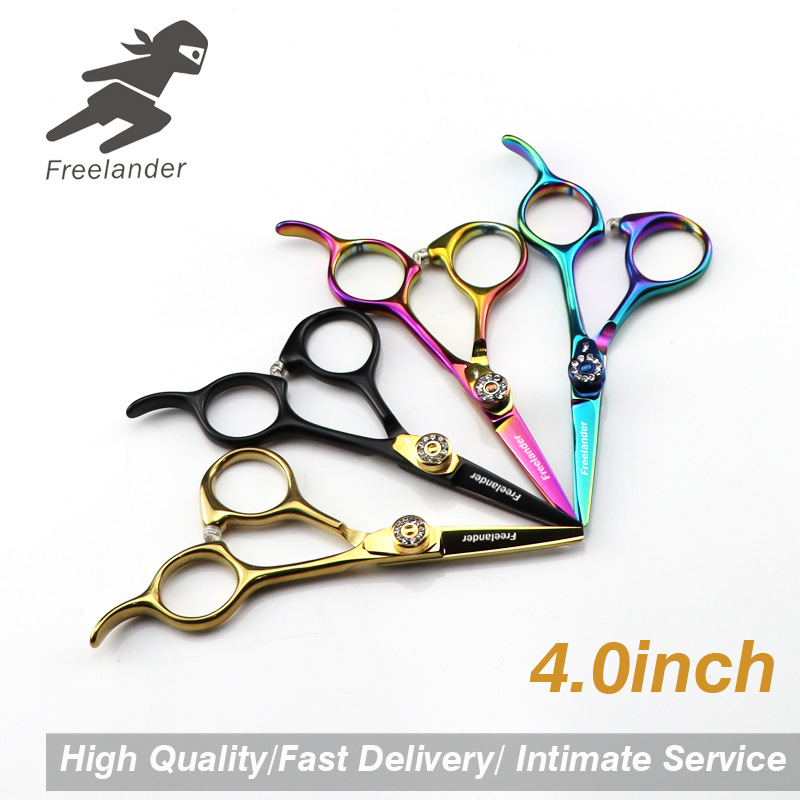 4,5-инчови цветни персонализирани фризьорски ножици за подстригване, плоски ножици, ножици за бретон, предлагани в 4 цвята