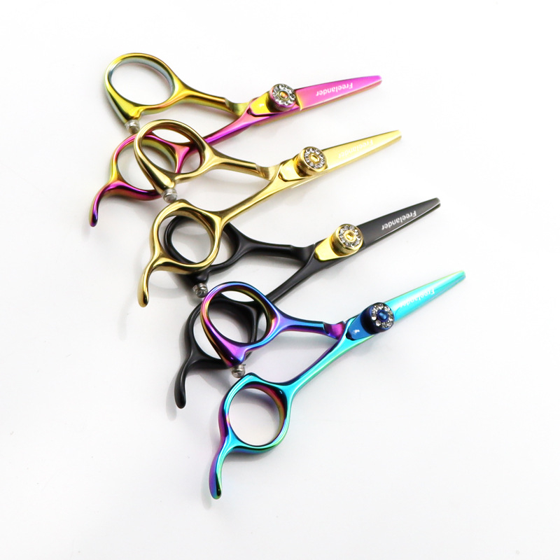 4,5-инчови цветни персонализирани фризьорски ножици за подстригване, плоски ножици, ножици за бретон, предлагани в 4 цвята