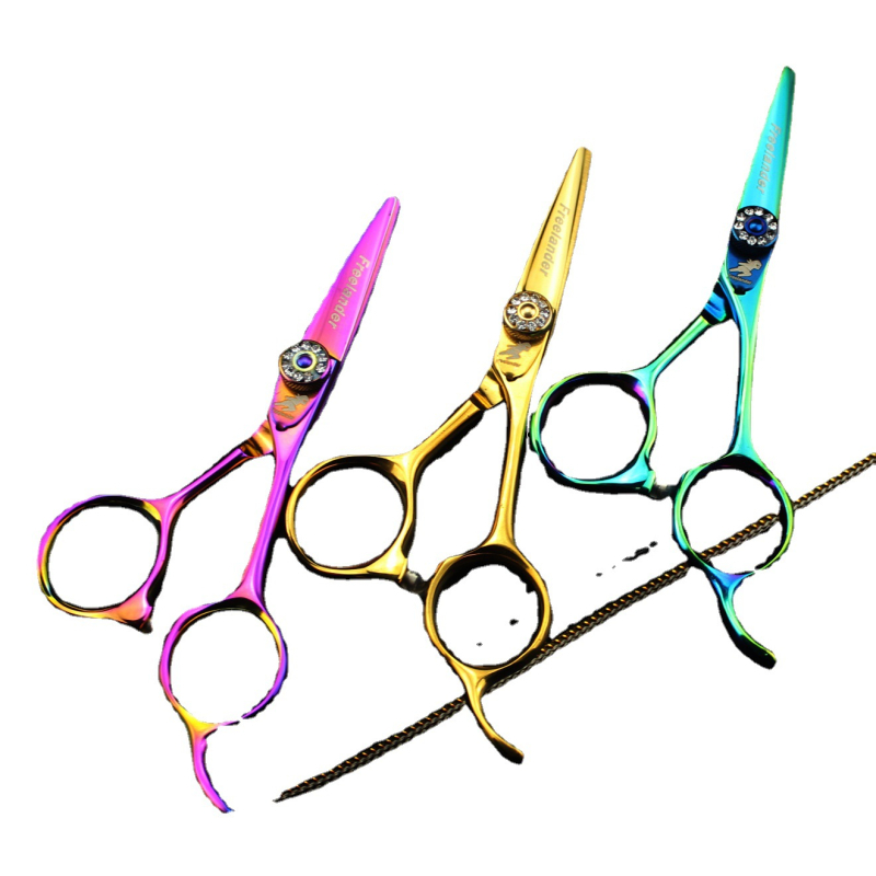 4,5-инчови цветни персонализирани фризьорски ножици за подстригване, плоски ножици, ножици за бретон, предлагани в 4 цвята