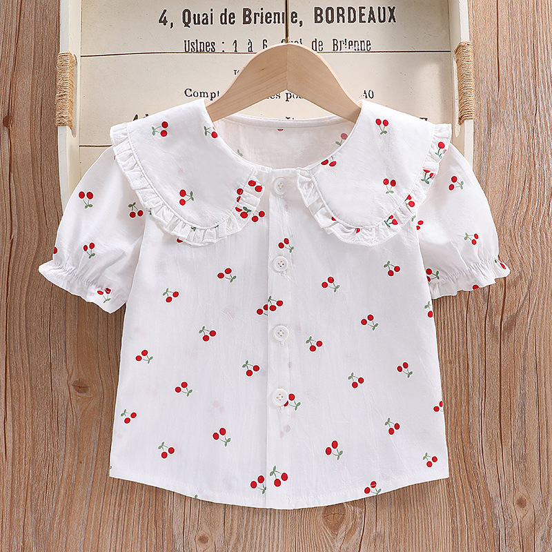 Ризи с къс ръкав за момичета, Детски блузи с долнище, Детски ризи, Нови летни ревери за кукли 2025, Детски топове