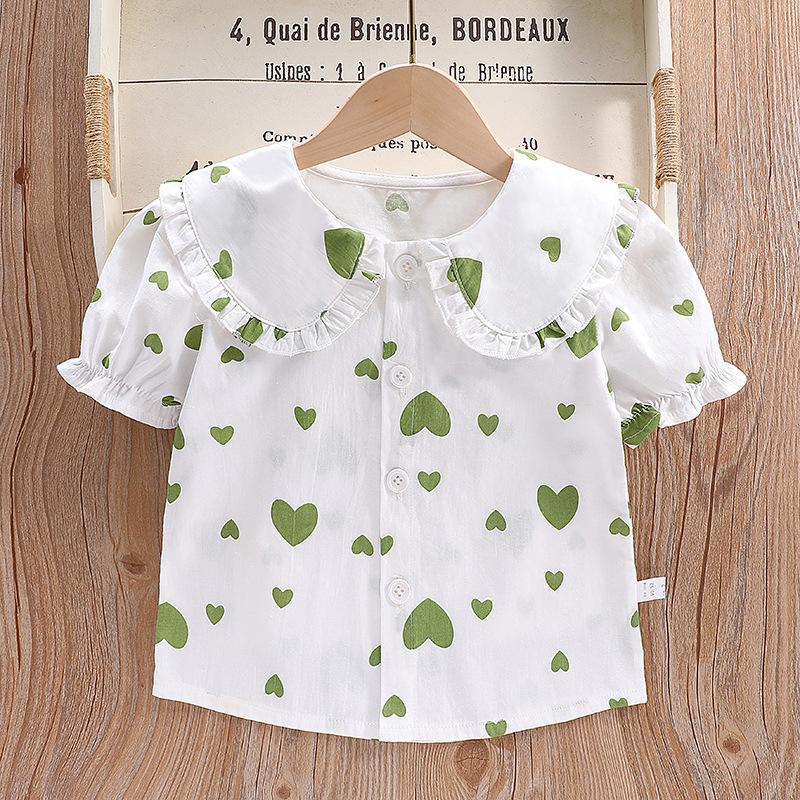 Ризи с къс ръкав за момичета, Детски блузи с долнище, Детски ризи, Нови летни ревери за кукли 2025, Детски топове