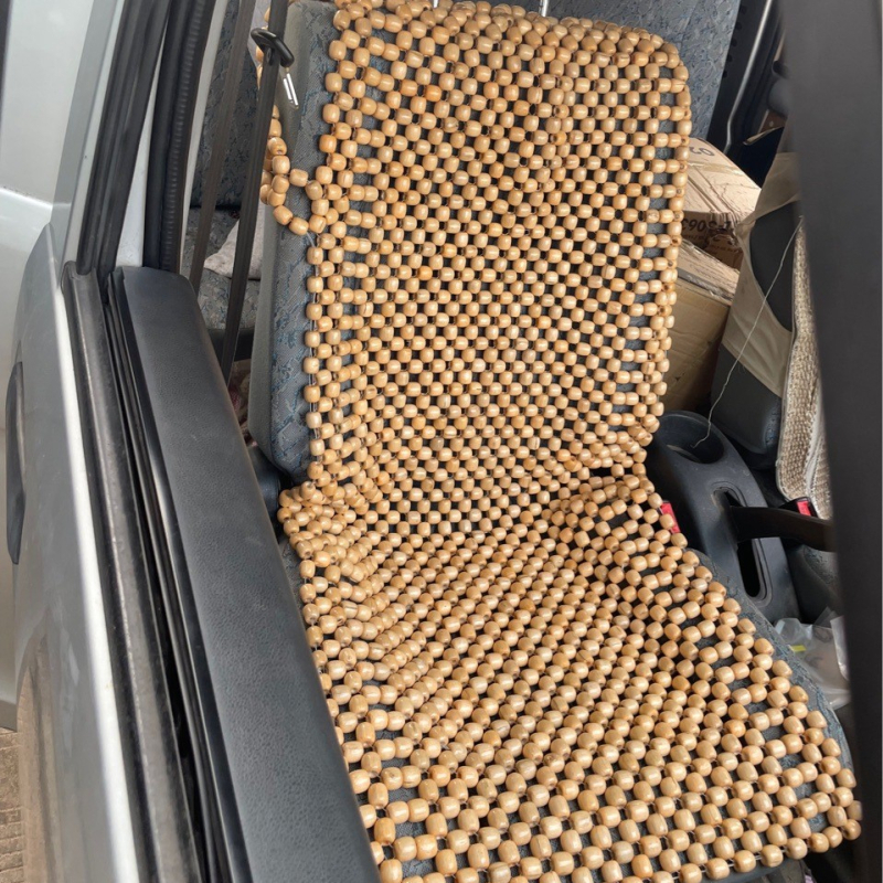 Drevený korálkový vankúš do auta, letný priedušný chladiaci podložka, letný jednosedadlový vetraný univerzálny korálkový vankúš do sedadla, drevený béžový