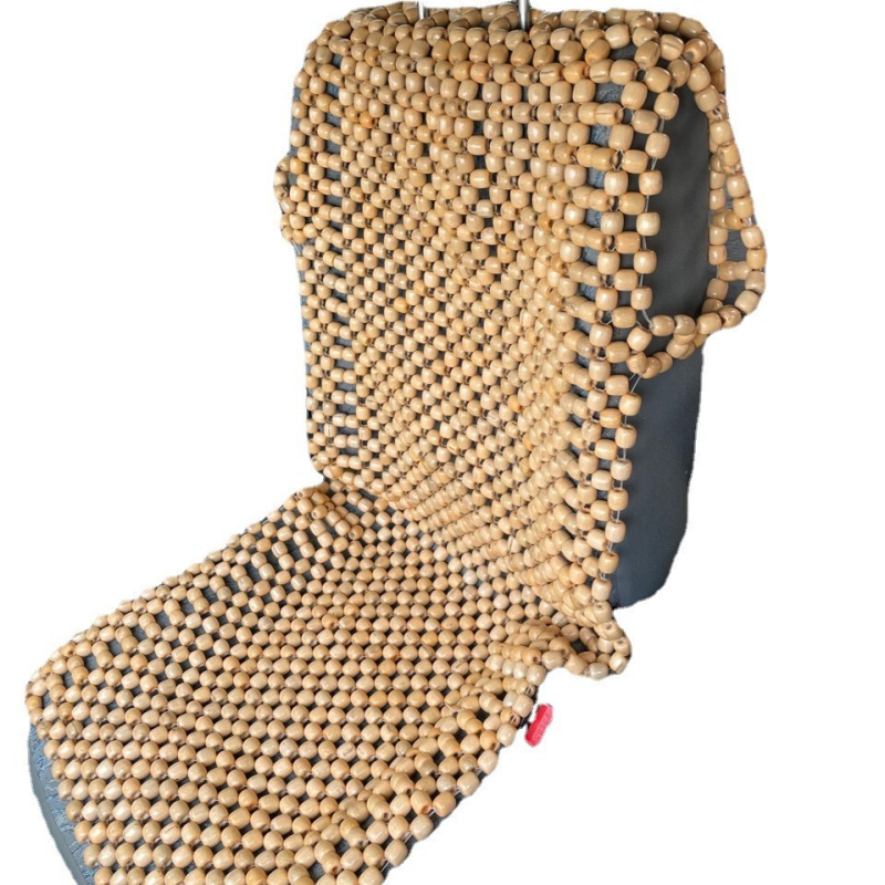 Drevený korálkový vankúš do auta, letný priedušný chladiaci podložka, letný jednosedadlový vetraný univerzálny korálkový vankúš do sedadla, drevený béžový