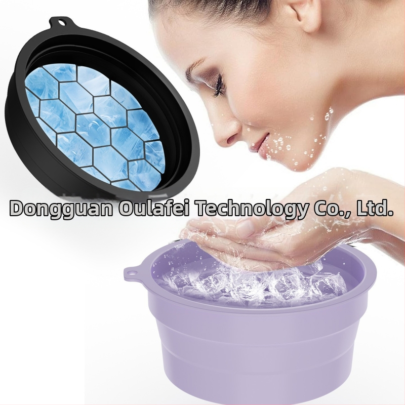Bazin pliabil portabil din silicon pentru compresă de gheață, cub de gheață, terapie cu gheață, spălare facială, bazin de frumusețe, compresă de gheață în aer liber, recipient de spălare