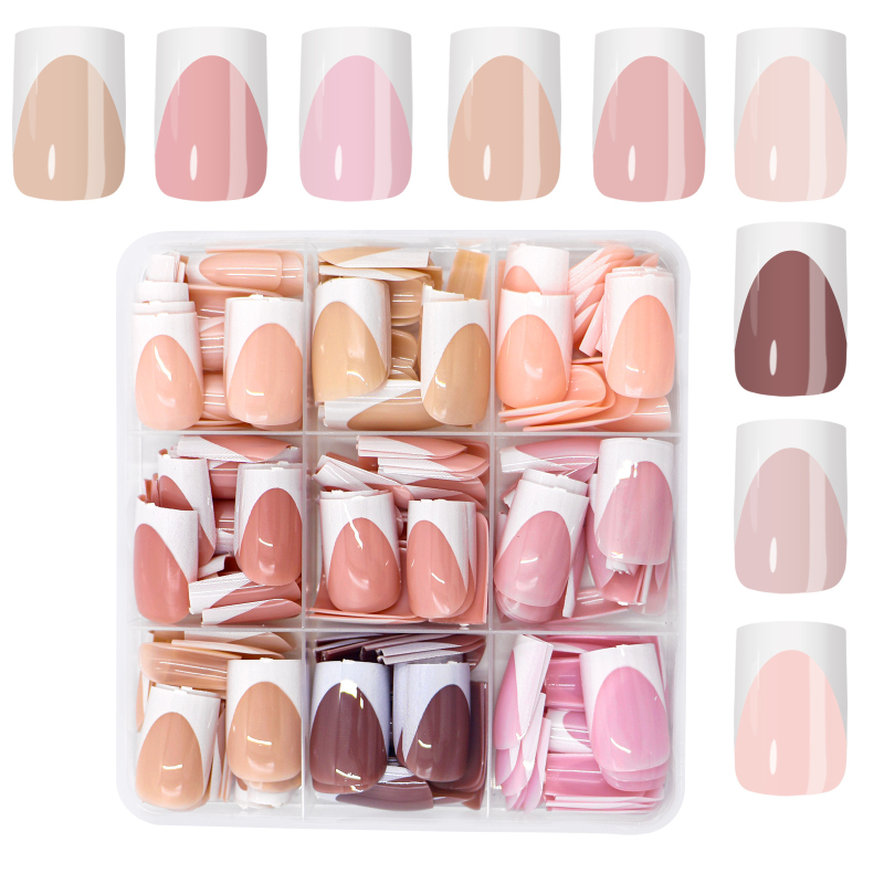 Prekogranični specijal za nokte miješanih boja francuskog oklopa 216 komada nošenja flastera za nokte goli ružičasti francuski montažni oklop veleprodaja