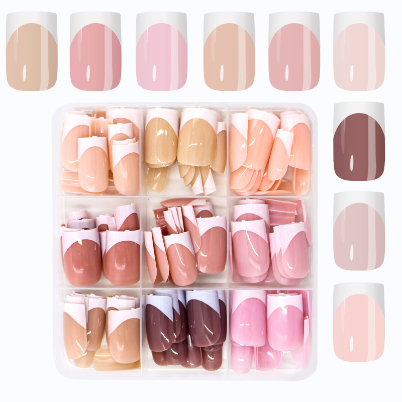 Prekogranični specijal za nokte miješanih boja francuskog oklopa 216 komada nošenja flastera za nokte goli ružičasti francuski montažni oklop veleprodaja