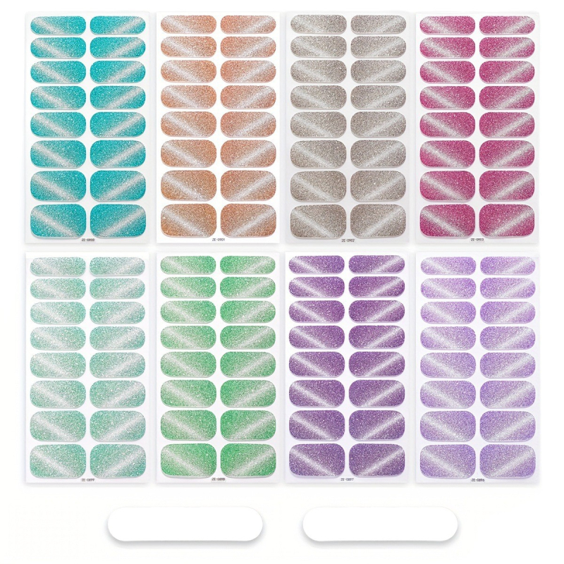 Zhengxiang užsienio prekybos „Amazon“ nagų lipdukų rinkinys, atsparus vandeniui, europietiškas ir amerikietiškas, 16 nagų lako plėvelių, mirksinčių katės akių nagų dailės lipdukų