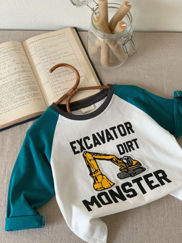 Buga Sugar 2025. aasta sügise uus laste rõivaste jaapani stiilis T-särk poistele ja tüdrukutele rätikutikandiga ja värviblokkidega pikkade varrukatega T-särk