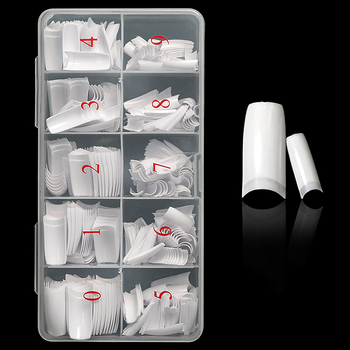 Piiriülene küünekunst 500 tükki karbis küünetükid täispasta poolpasta valge kunstküüne plaaster prantsuse küünetükk küüs