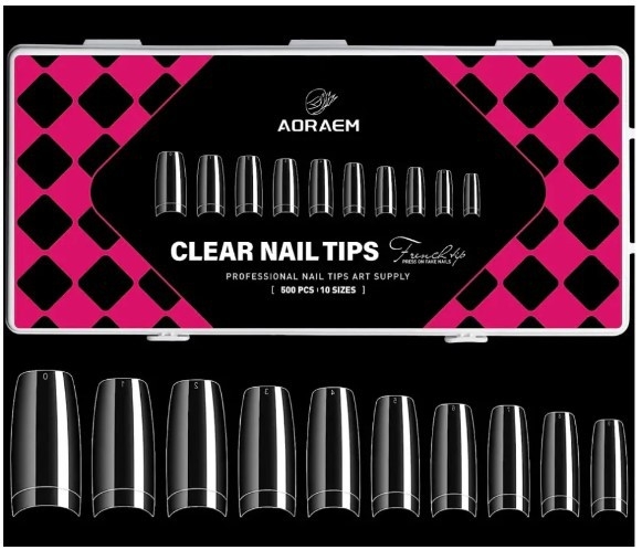 Piiriülene küünekunst 500 tükki karbis küünetükid täispasta poolpasta valge kunstküüne plaaster prantsuse küünetükk küüs