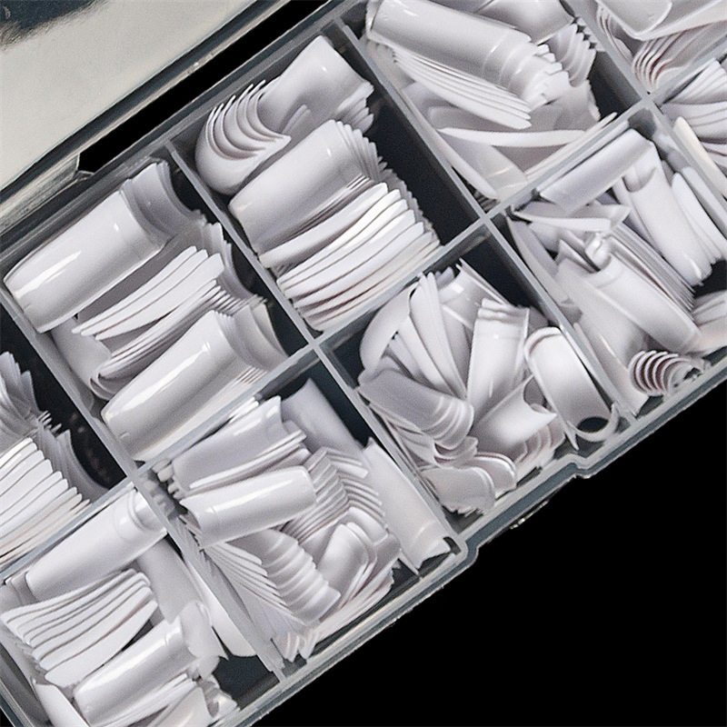 Piiriülene küünekunst 500 tükki karbis küünetükid täispasta poolpasta valge kunstküüne plaaster prantsuse küünetükk küüs