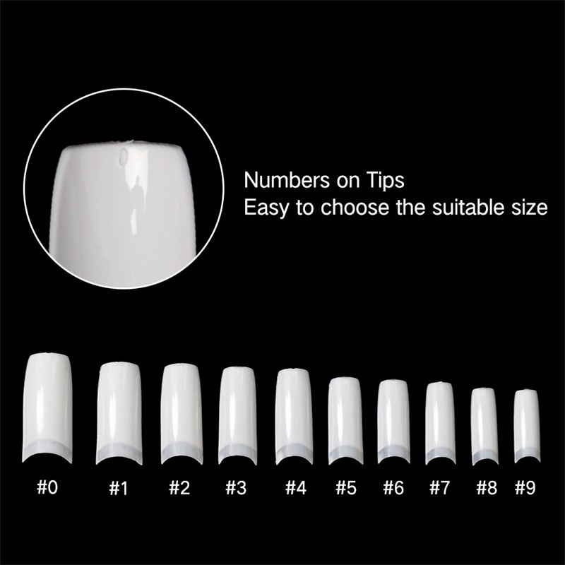 Piiriülene küünekunst 500 tükki karbis küünetükid täispasta poolpasta valge kunstküüne plaaster prantsuse küünetükk küüs