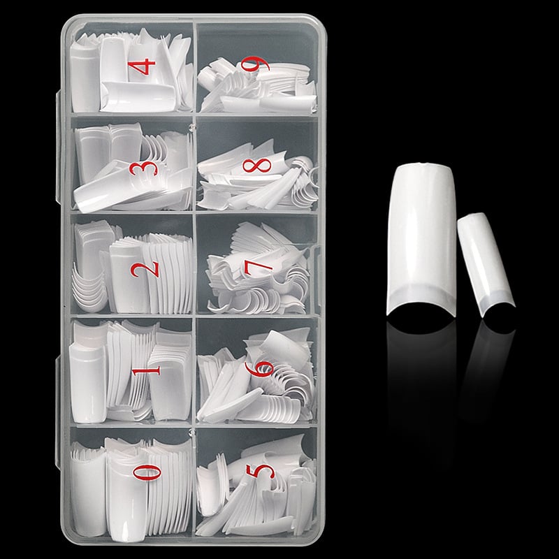 Piiriülene küünekunst 500 tükki karbis küünetükid täispasta poolpasta valge kunstküüne plaaster prantsuse küünetükk küüs